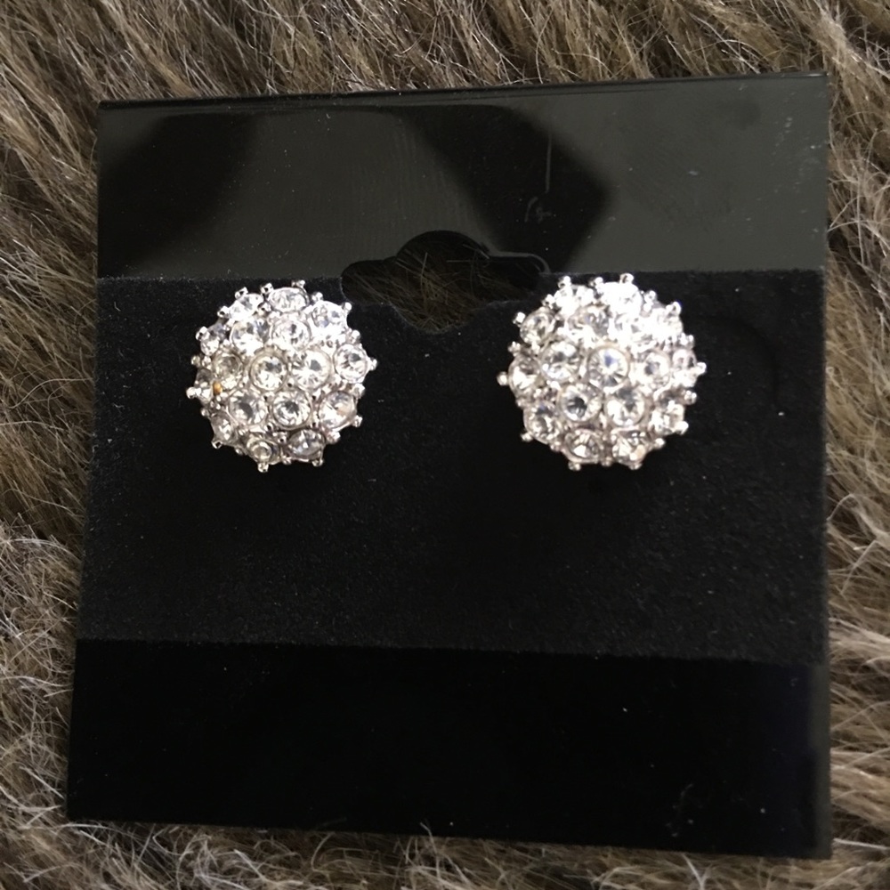 Clear rhinestone sparkle pierced earrings
